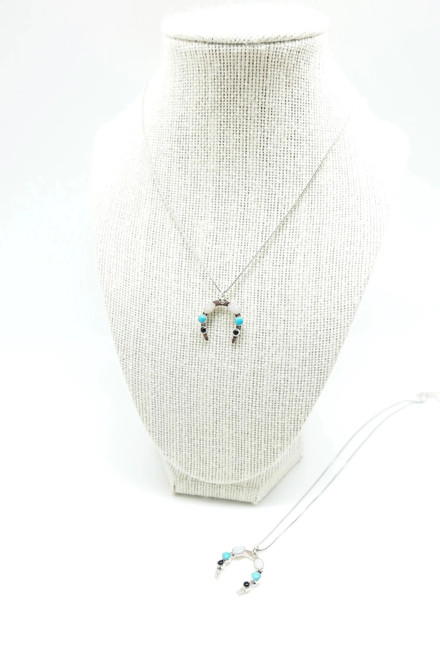 Lucky Horseshoe Turquoise, Opal and Onyx Necklace