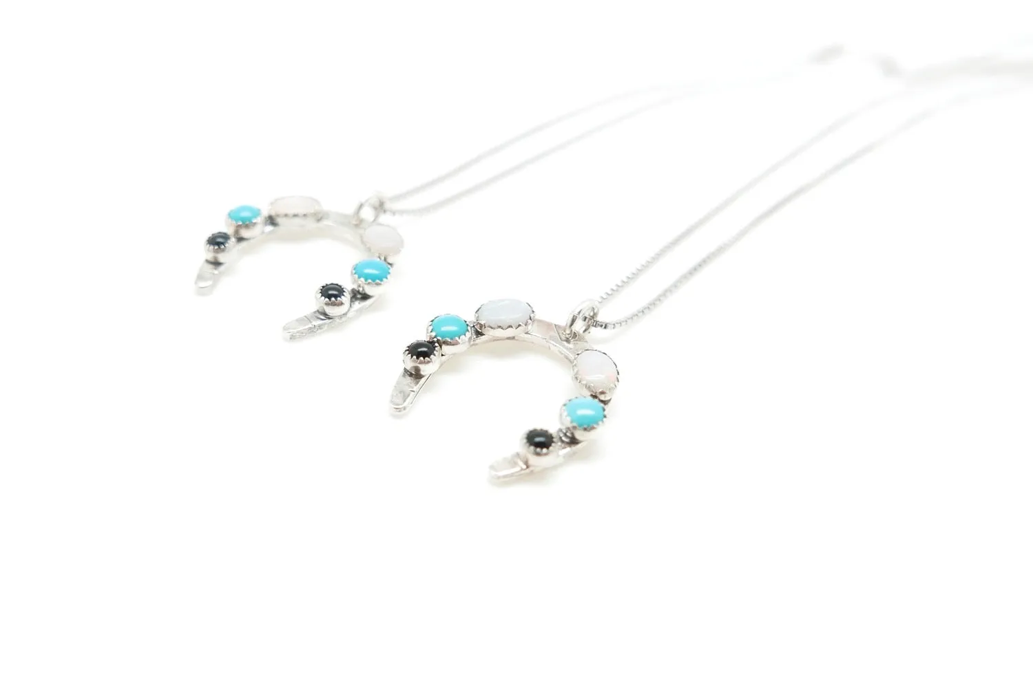 Lucky Horseshoe Turquoise, Opal and Onyx Necklace