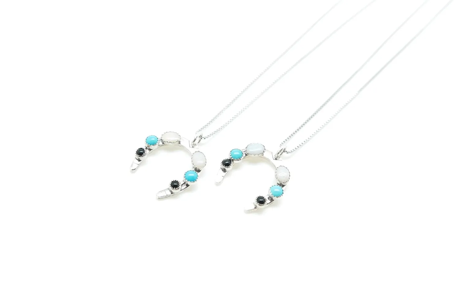 Lucky Horseshoe Turquoise, Opal and Onyx Necklace