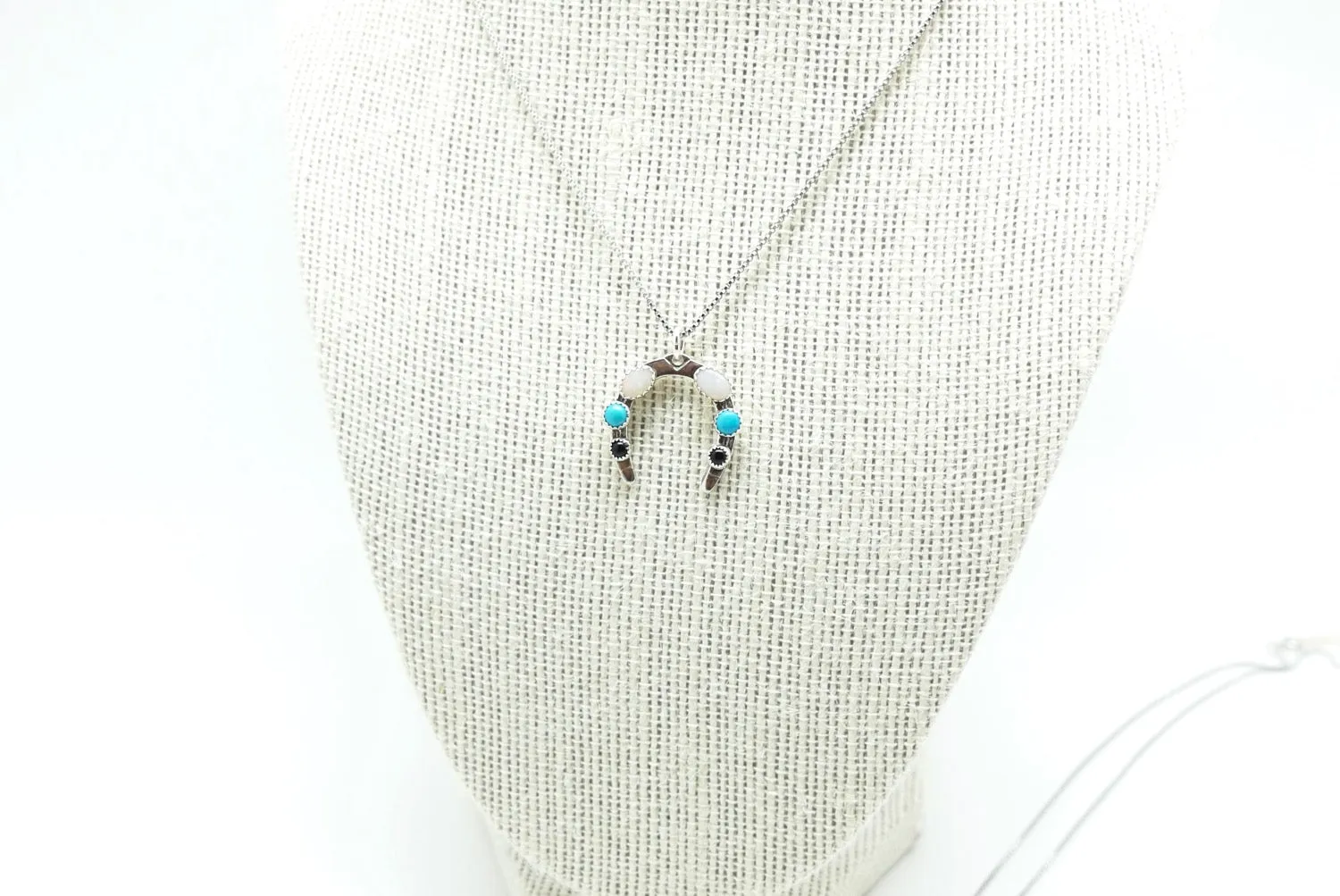 Lucky Horseshoe Turquoise, Opal and Onyx Necklace