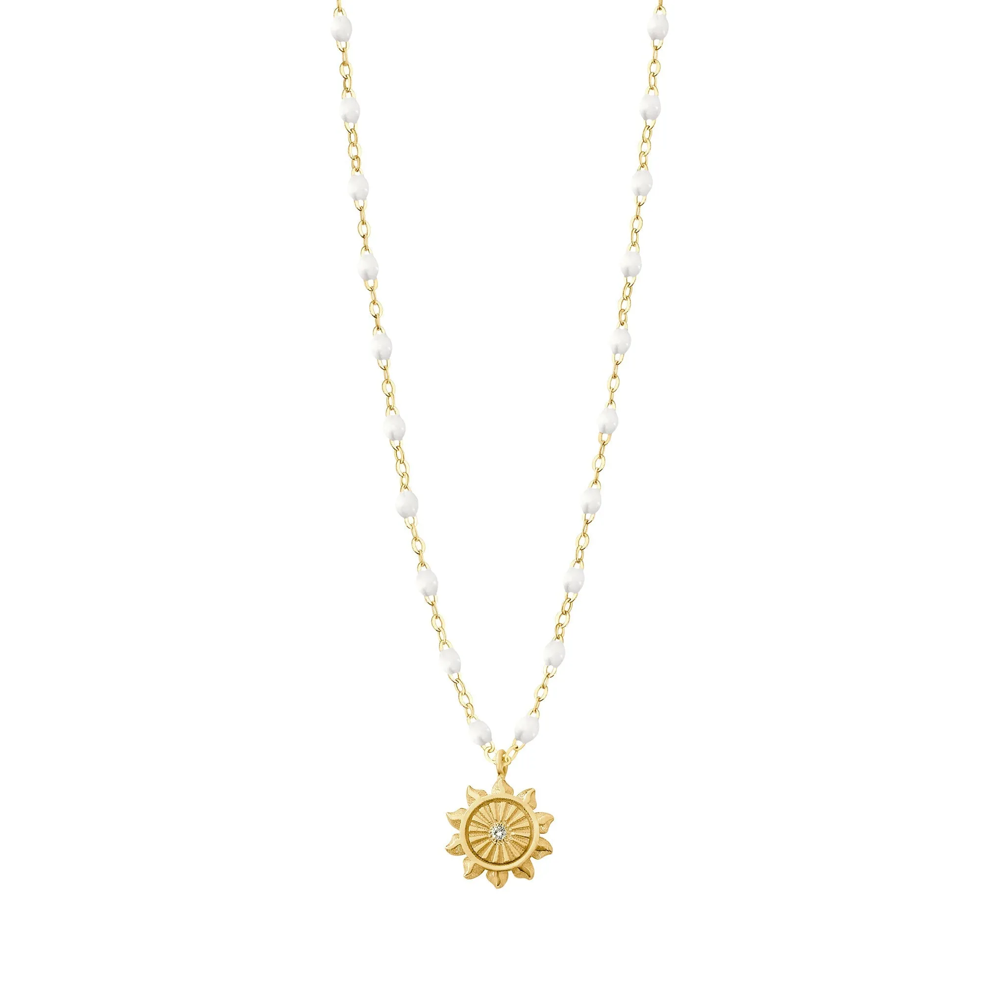 Lucky Sun White Diamond Necklace, Yellow Gold, 16.5"