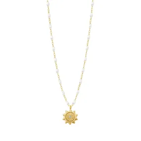 Lucky Sun White Diamond Necklace, Yellow Gold, 16.5"