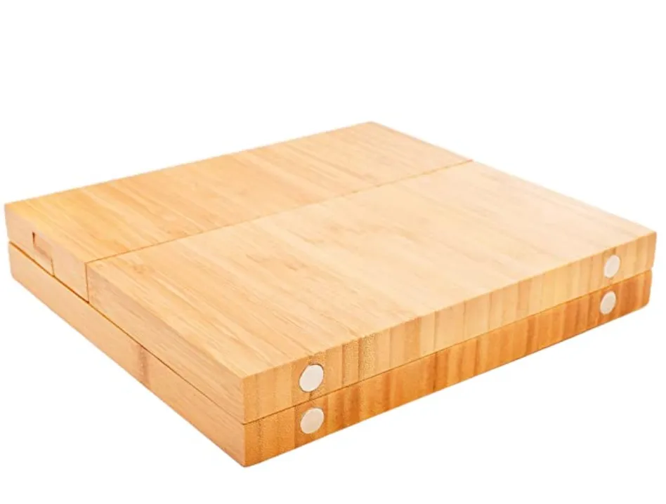 Magnetic Triple Bamboo Wooden Rolling Tray