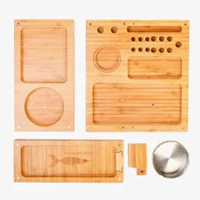 Magnetic Triple Bamboo Wooden Rolling Tray