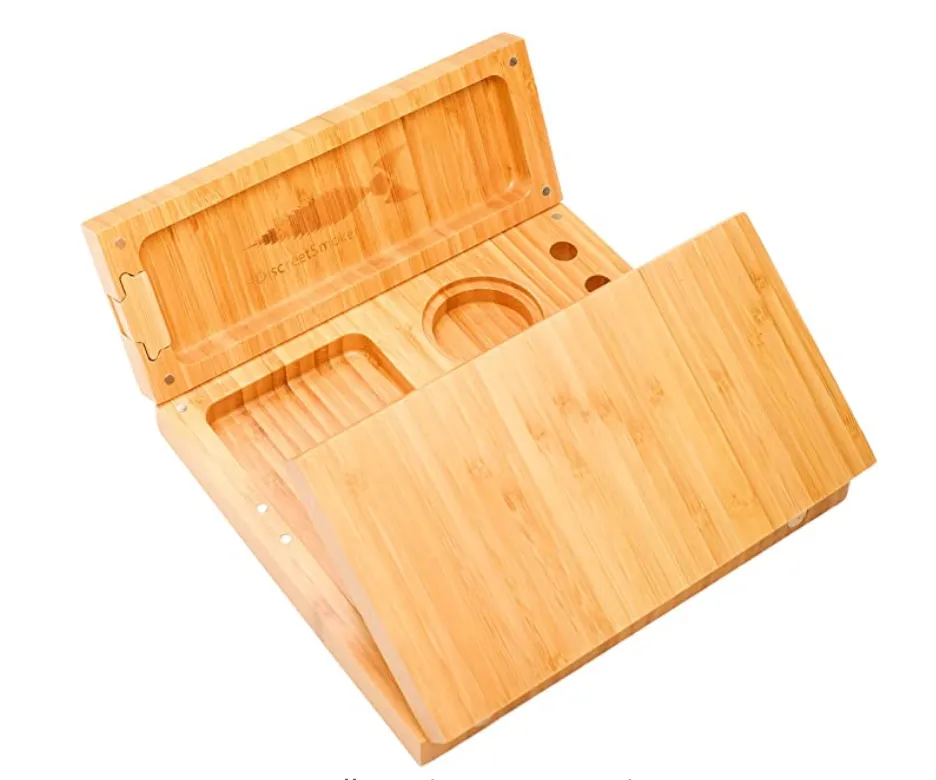 Magnetic Triple Bamboo Wooden Rolling Tray