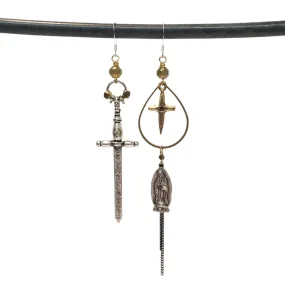 Medieval Maden Sword and Cross Earrings II