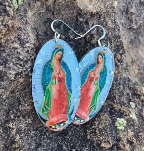 Mirror Oval ~ Our Lady of Guadalupe Earrings