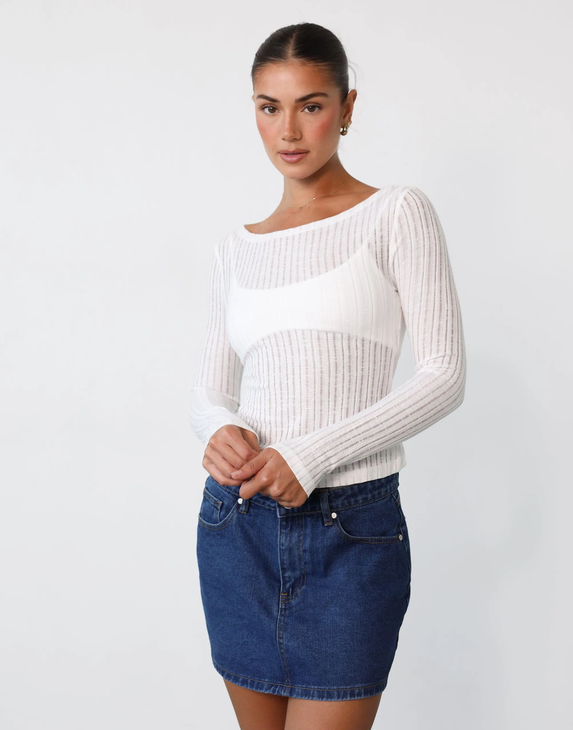 Mona Longsleeve Top (White)