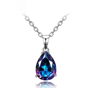 Multicolor Water Drop Gemstone Pendant (Artificial Silver Plated)