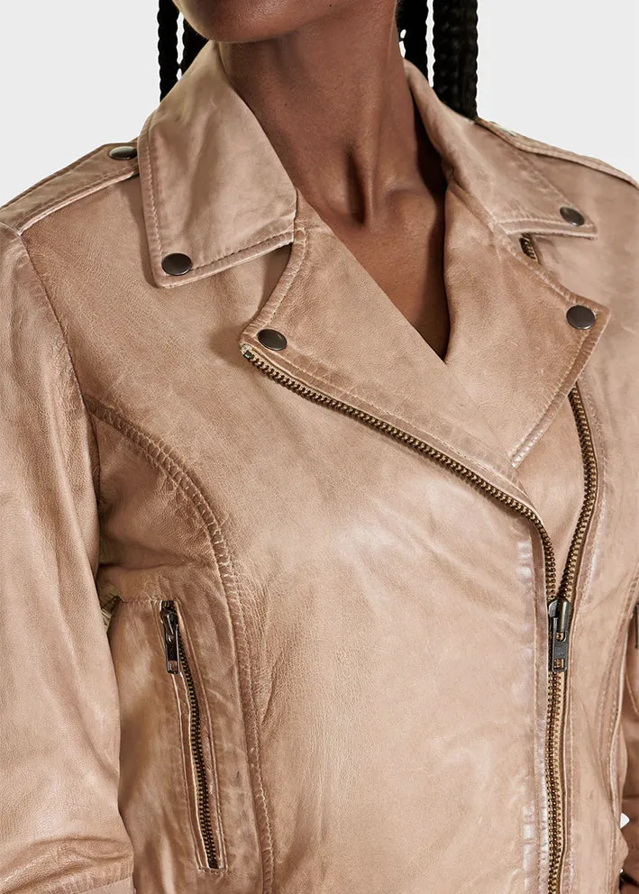 Notyz Biker Jacket 10961 Skindjakke - Pure Beige