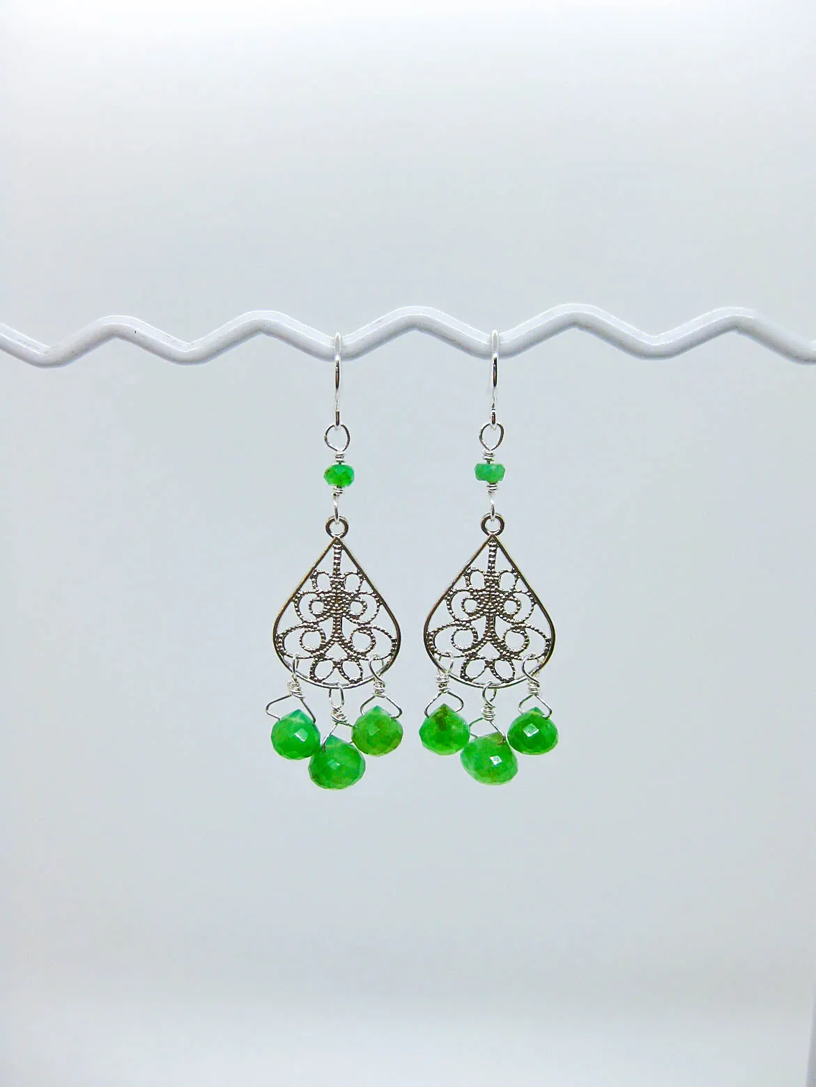 Olive: Chrysoprase Chandelier - e687