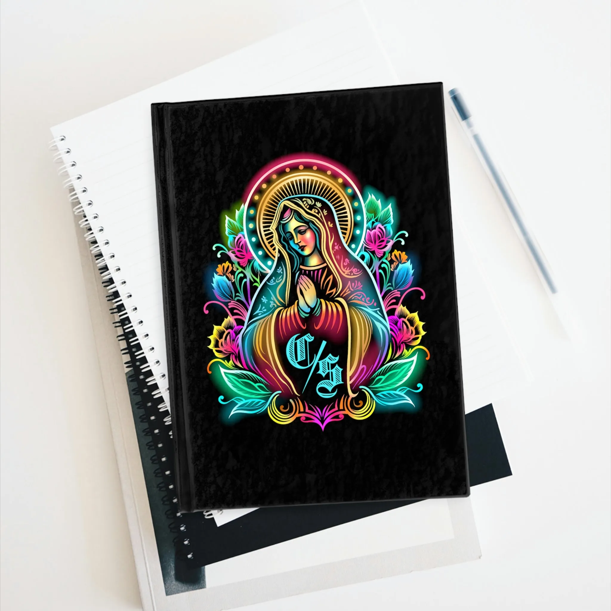 Our Lady Of Guadalupe Con Safos  Floral Blank Journal