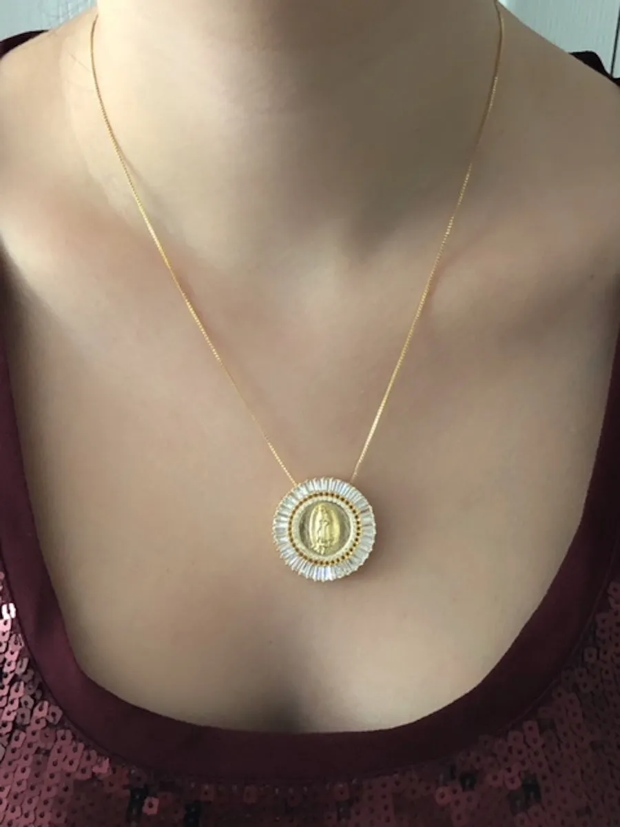 Our Lady of Guadalupe Gold Plated Medal Necklace for Woman