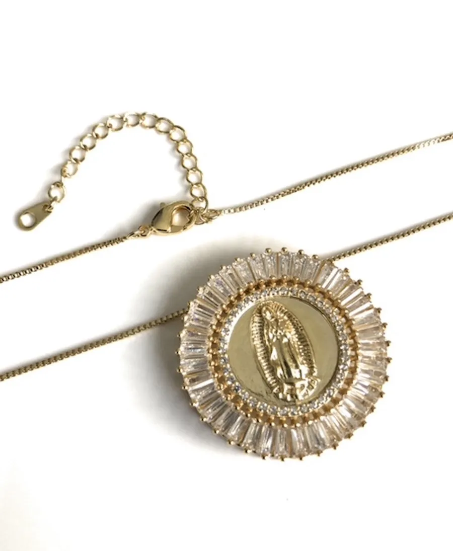 Our Lady of Guadalupe Gold Plated Medal Necklace for Woman