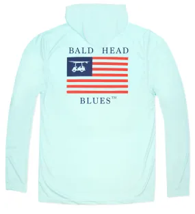 Performance Long Sleeve USA Flag Hoodie - Seagrass