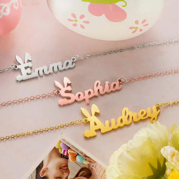 Personalized Name Easter Bunny Necklace