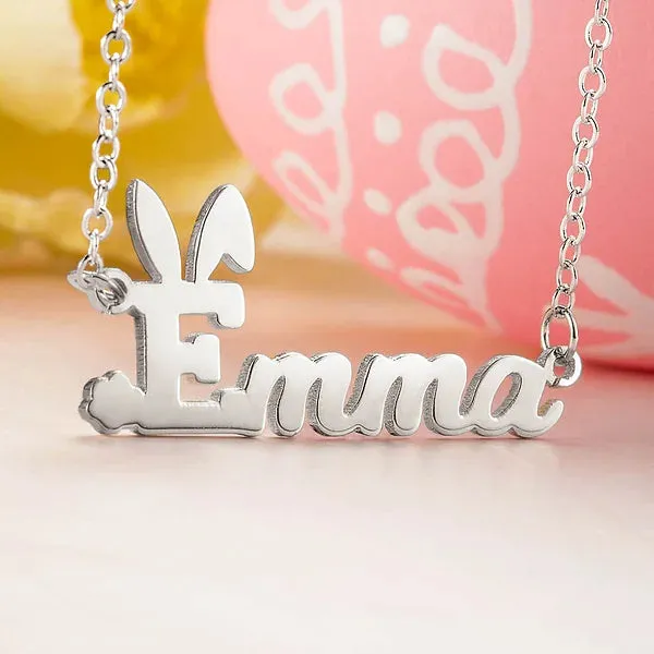 Personalized Name Easter Bunny Necklace