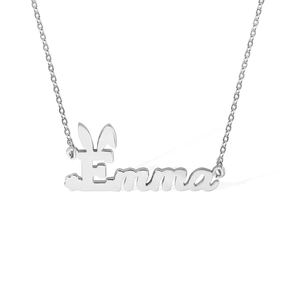 Personalized Name Easter Bunny Necklace