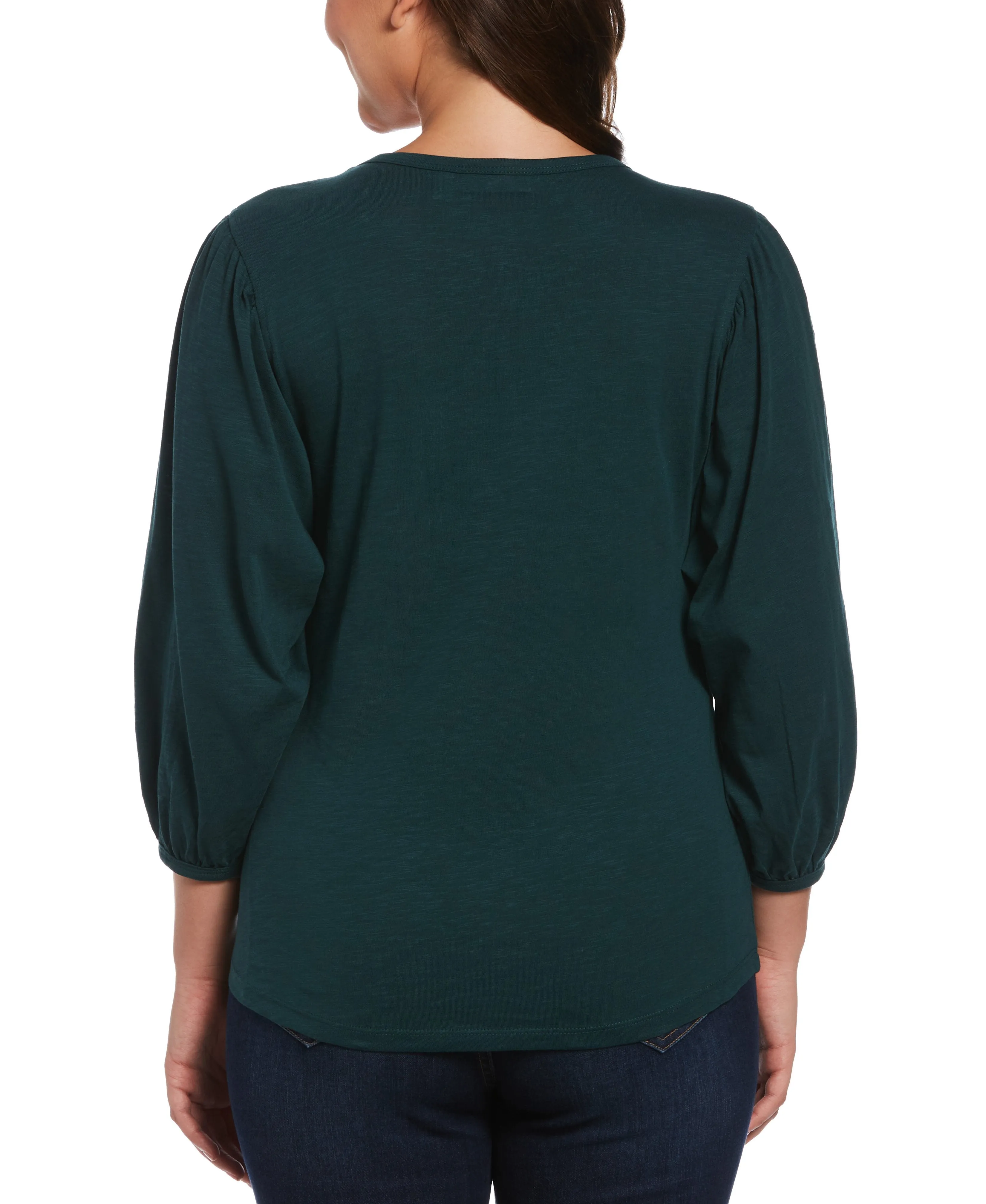 Petite Solid Slub Knit Raglan Sleeve Top