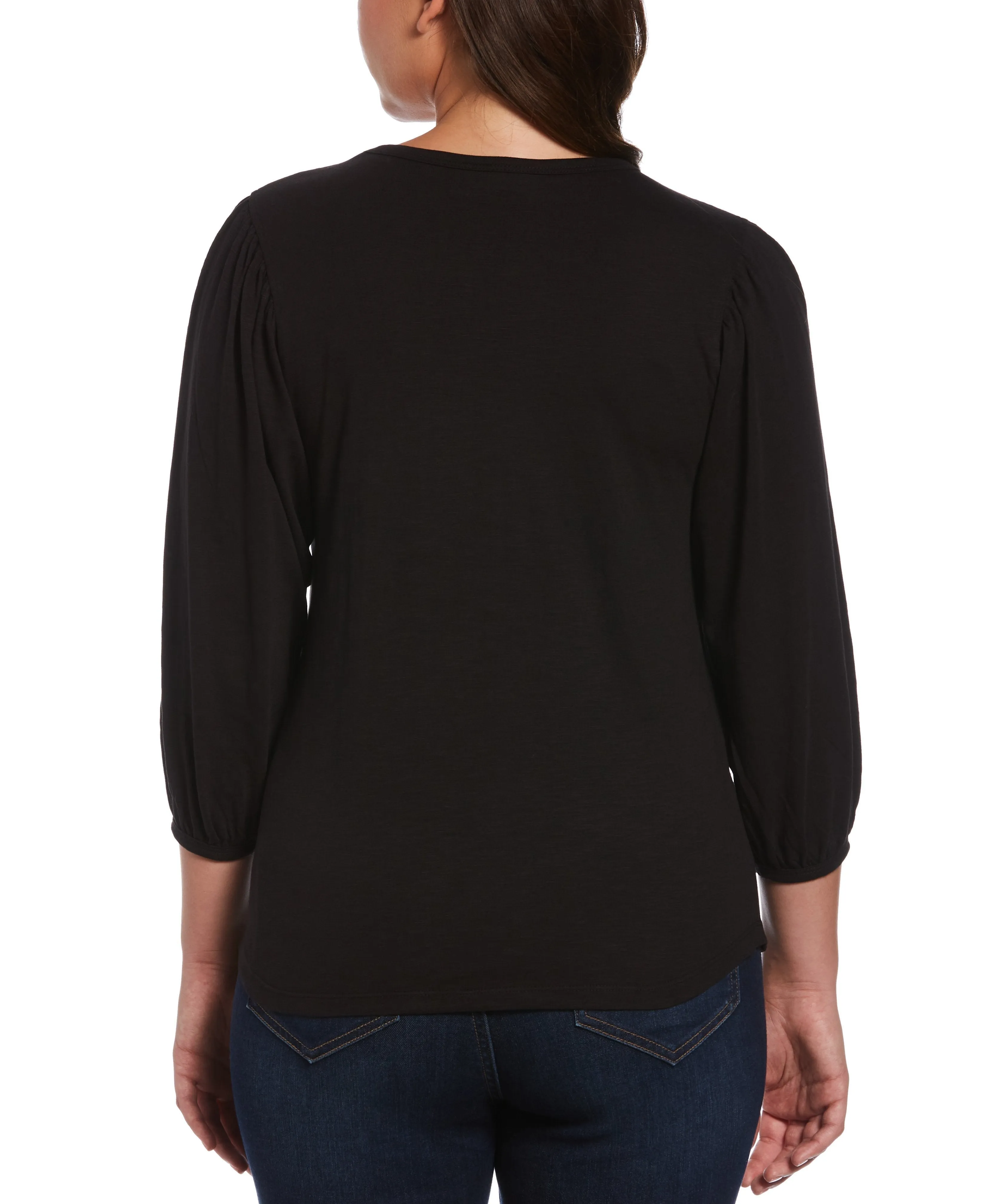 Petite Solid Slub Knit Raglan Sleeve Top