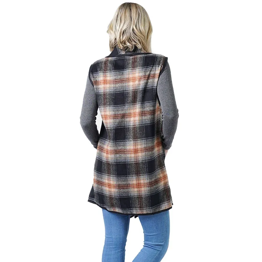 Plaid Check Vest With Pocket