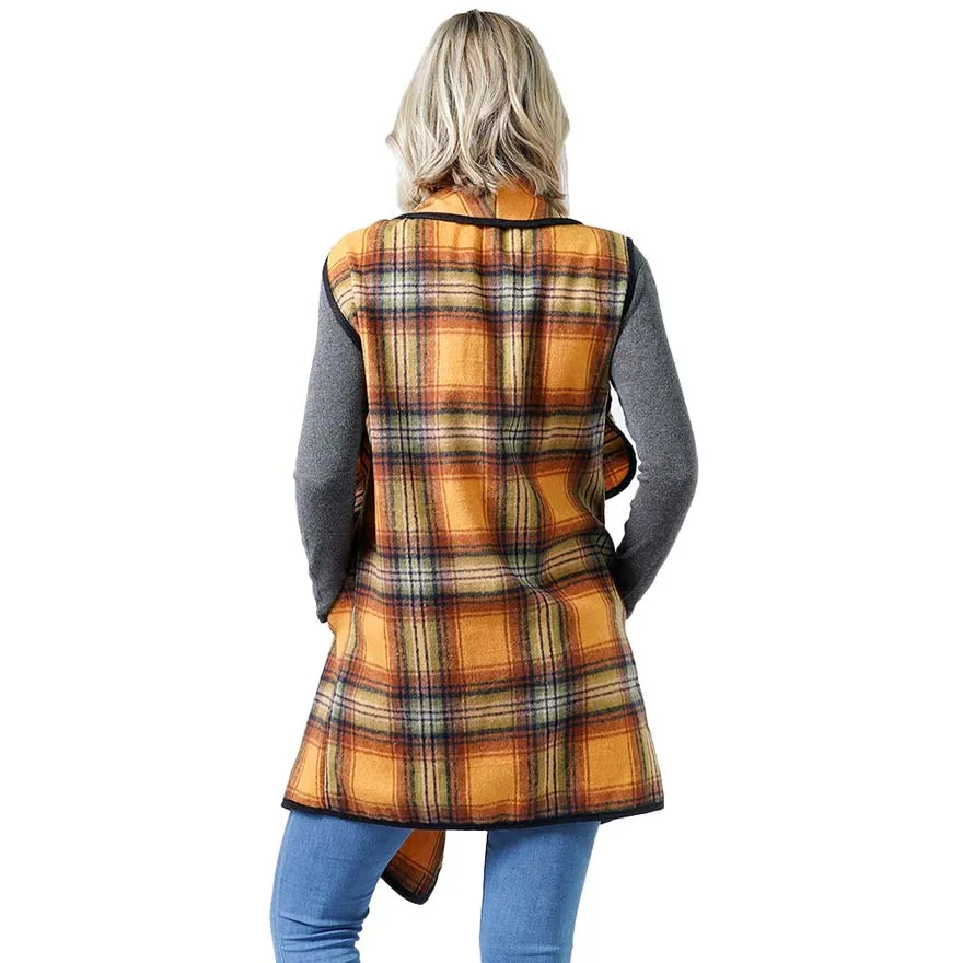 Plaid Check Vest With Pocket