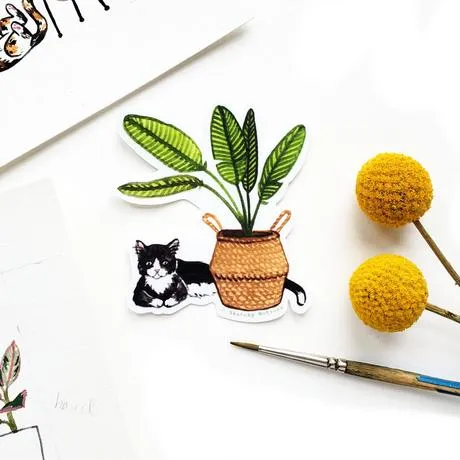 Plant and Cat Sticker #7