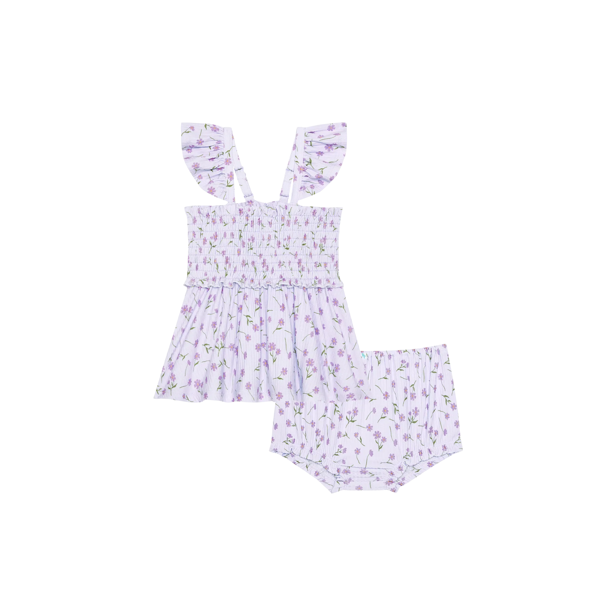 Posh Peanut Jeanette Smocked Flutter Sleeve Babydoll & Bloomer Set