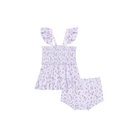 Posh Peanut Jeanette Smocked Flutter Sleeve Babydoll & Bloomer Set