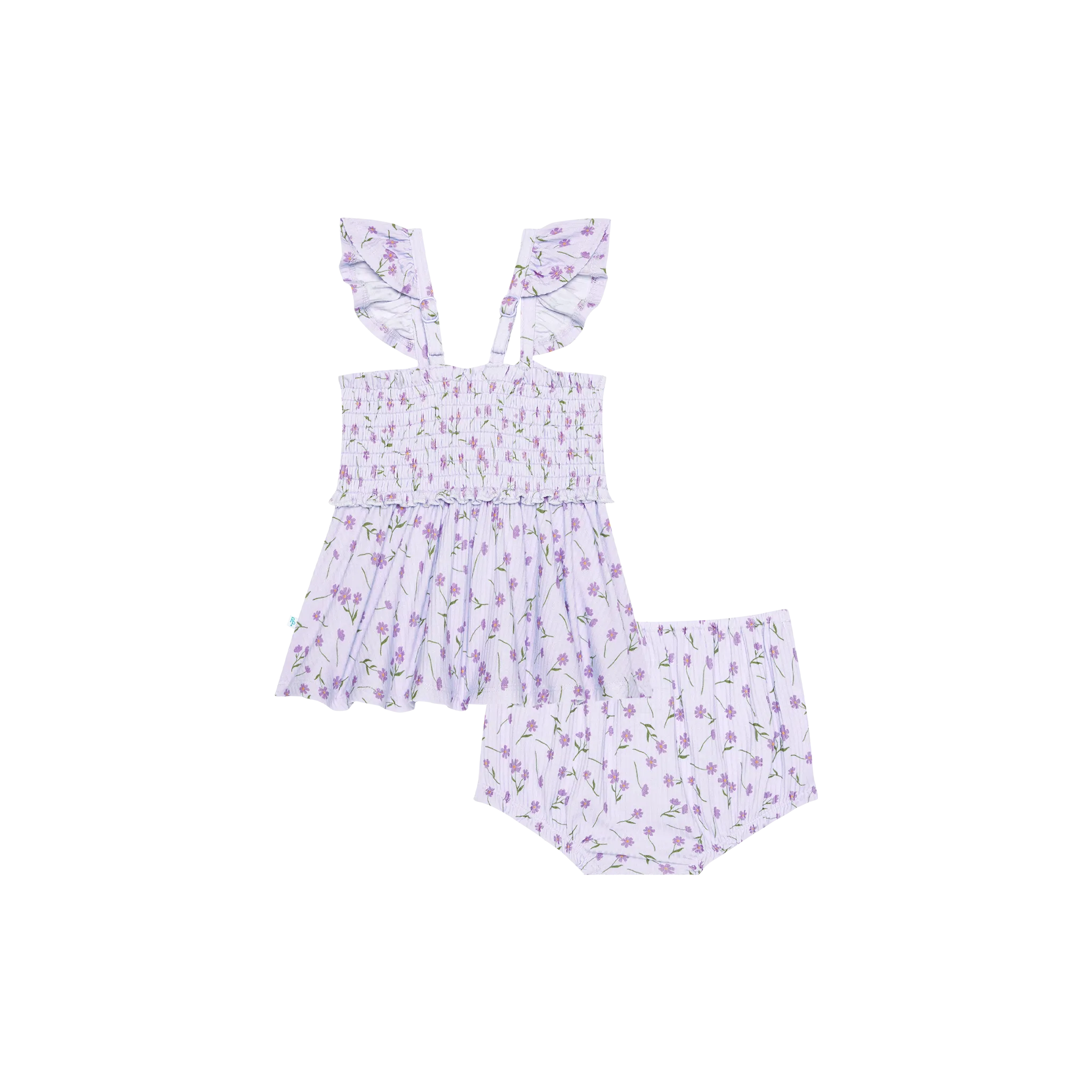 Posh Peanut Jeanette Smocked Flutter Sleeve Babydoll & Bloomer Set