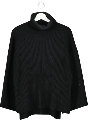 PRETTY LAVISH Black Oversized Knit Roll Neck Jumper UK XS