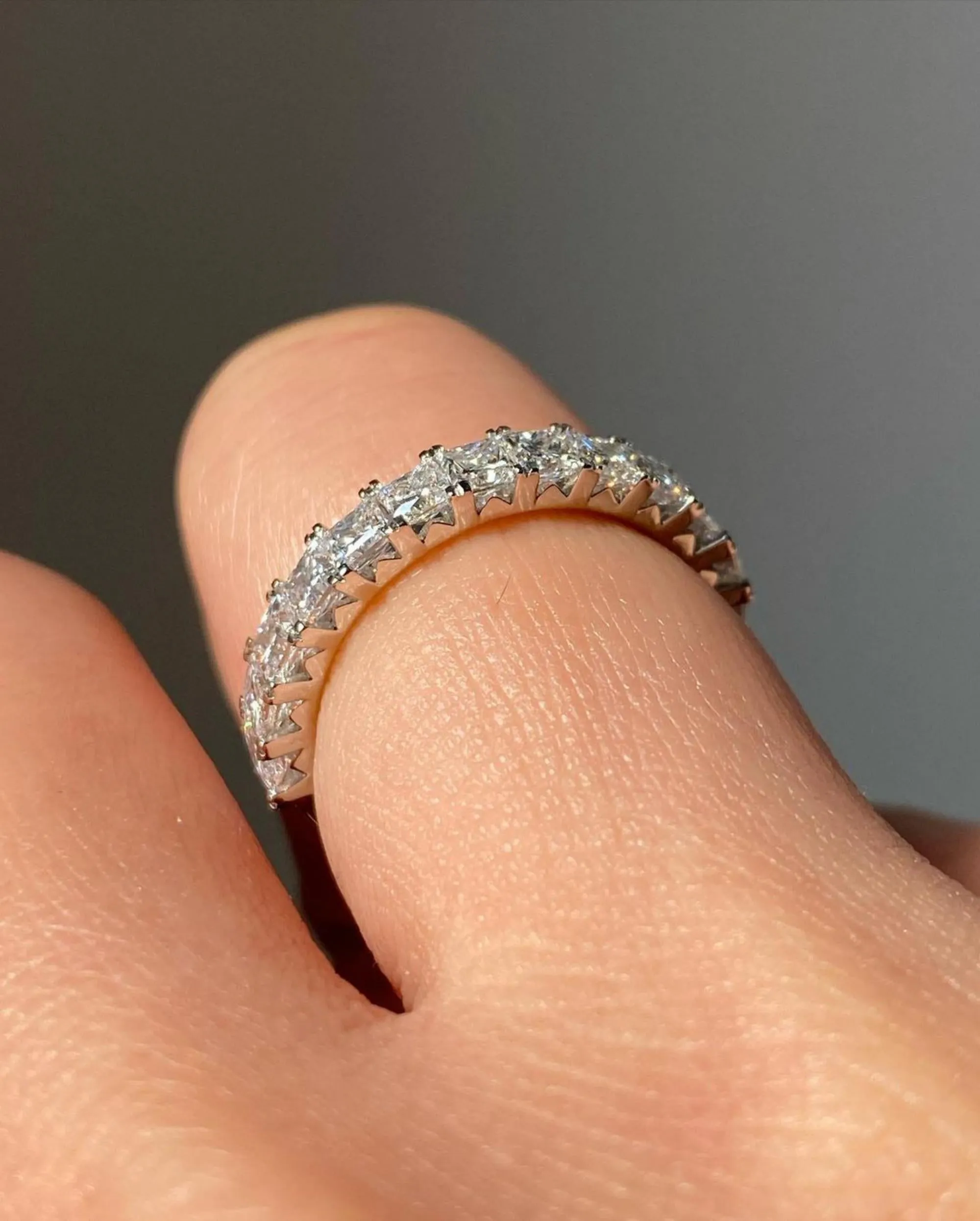 Princess Cut Colorless Moissanite Eternity Ring