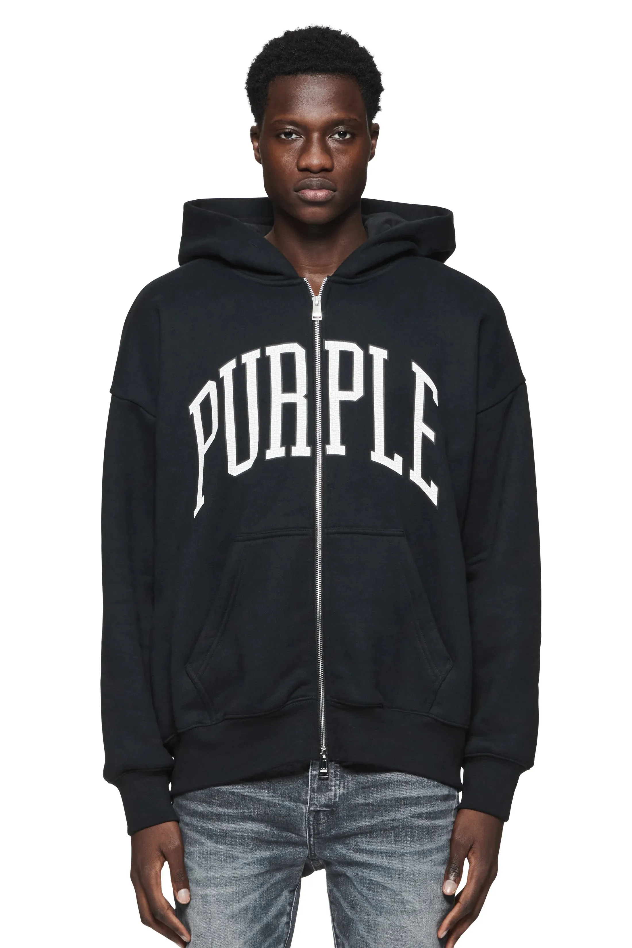 PURPLE BRAND Collegiate Zip Up Hoodie