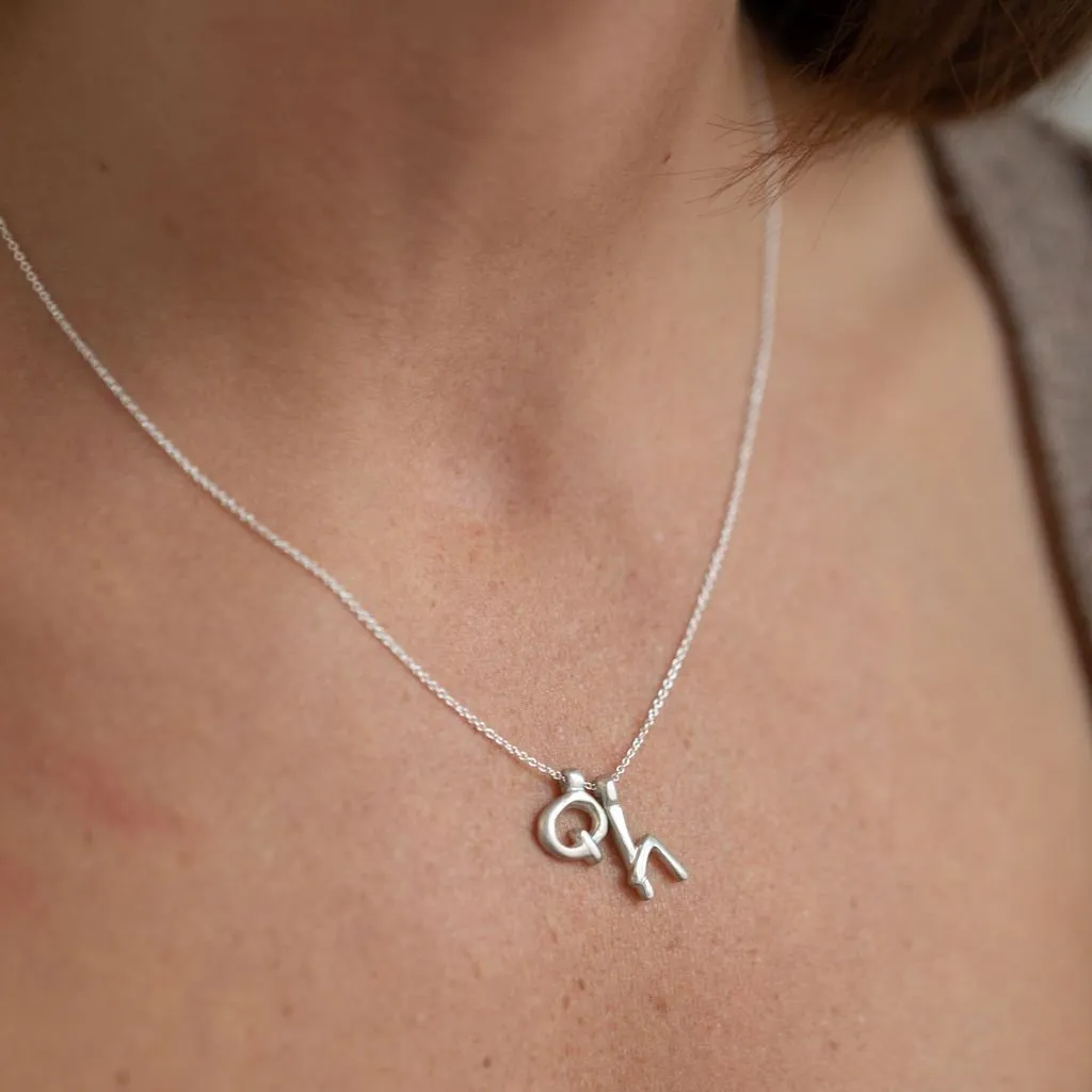 Q - handwritten letter necklace