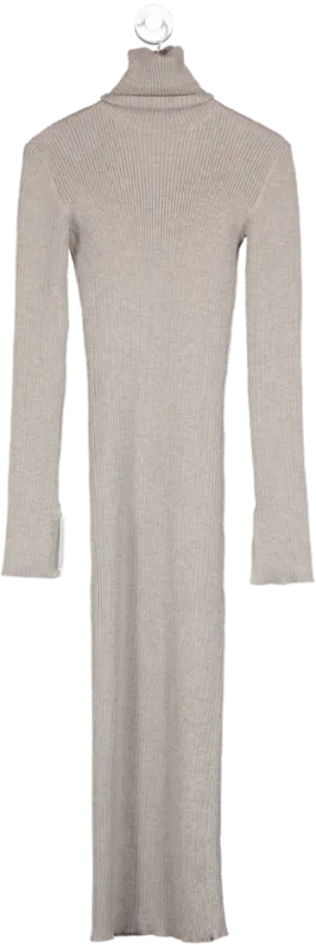 Raey Grey Recycled Merino-wool Blend Rib Roll-neck Dress UK XS