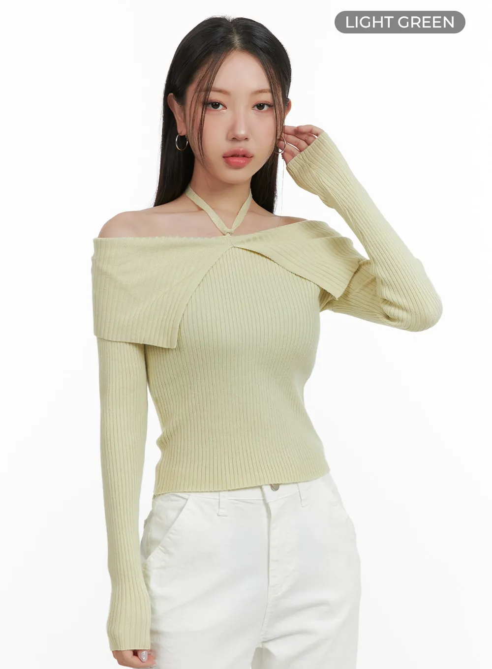 Ribbed Halter Knit Top OA415