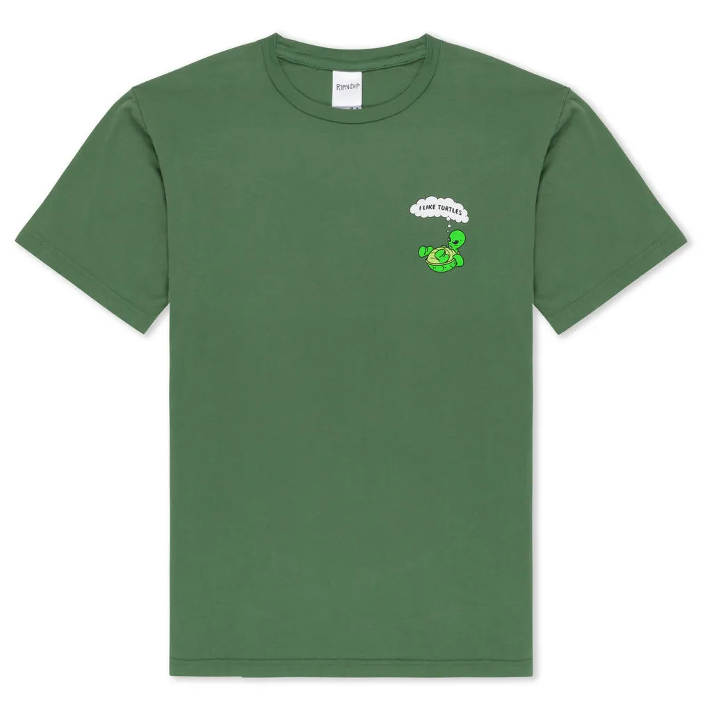 RIPNDIP I LIKE TURTLES TEE-OLIVE