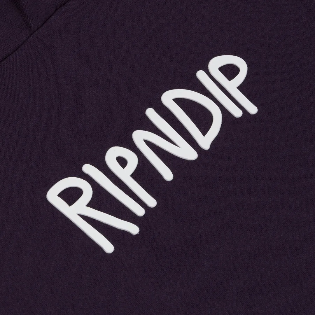 RIPNDIP RIPNDIP RUBBER LOGO HOODIE-DARK PURPLE