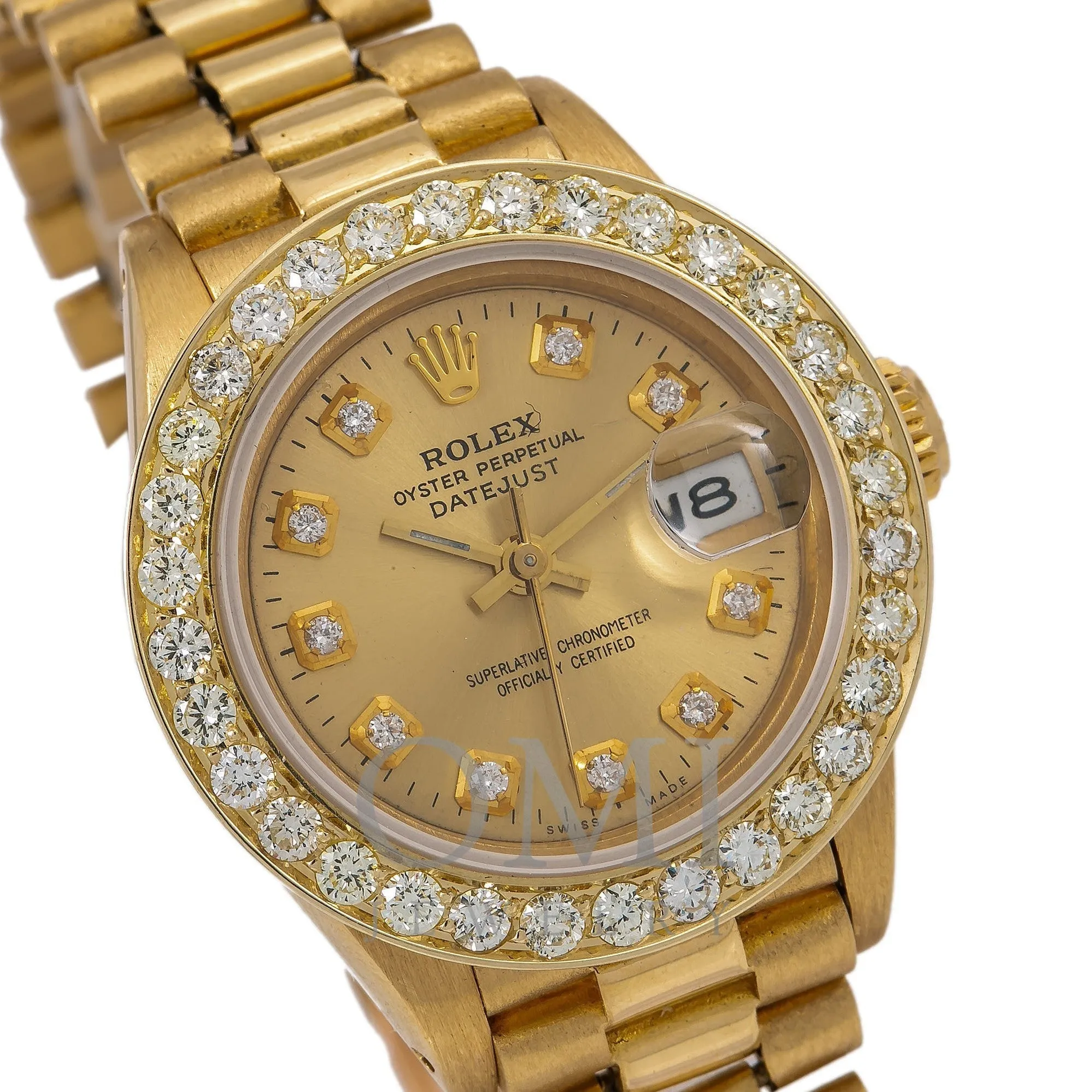 Rolex Lady-Datejust 6917 26MM Champagne Diamond Dial With Yellow Gold Presidential Bracelet