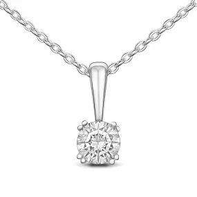 Round Cubic Zirconia Solitaire Necklace Silver