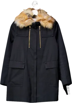 Sandro Blue Parka Coat With Detachable Faux Fur Coat UK 8