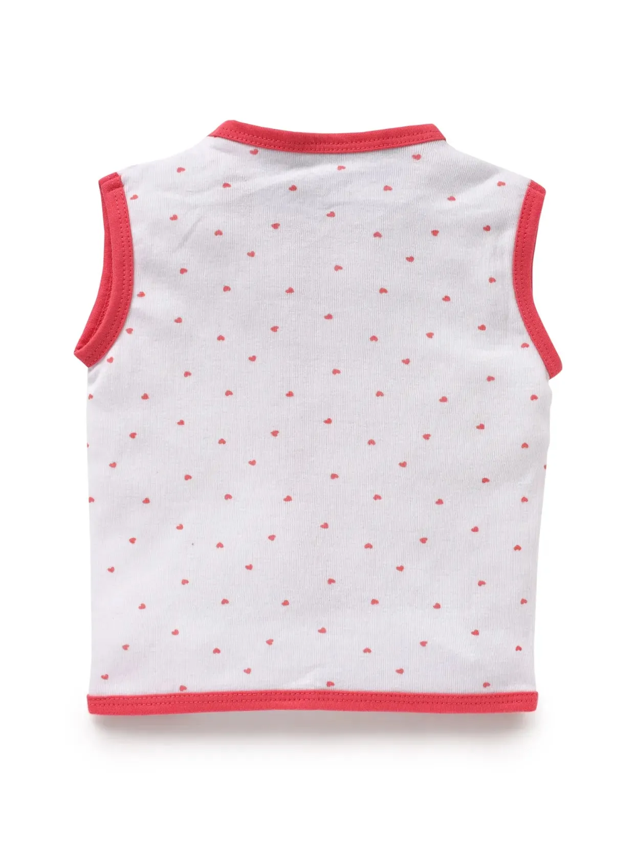 Sleeveless heart pattern in white jabla set  for baby