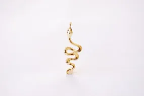 Snake Gold Charm - 16k Gold Plated Serpent Snake Coiled Chinese Zodiac Reptile HarperCrown bulk Charms B201