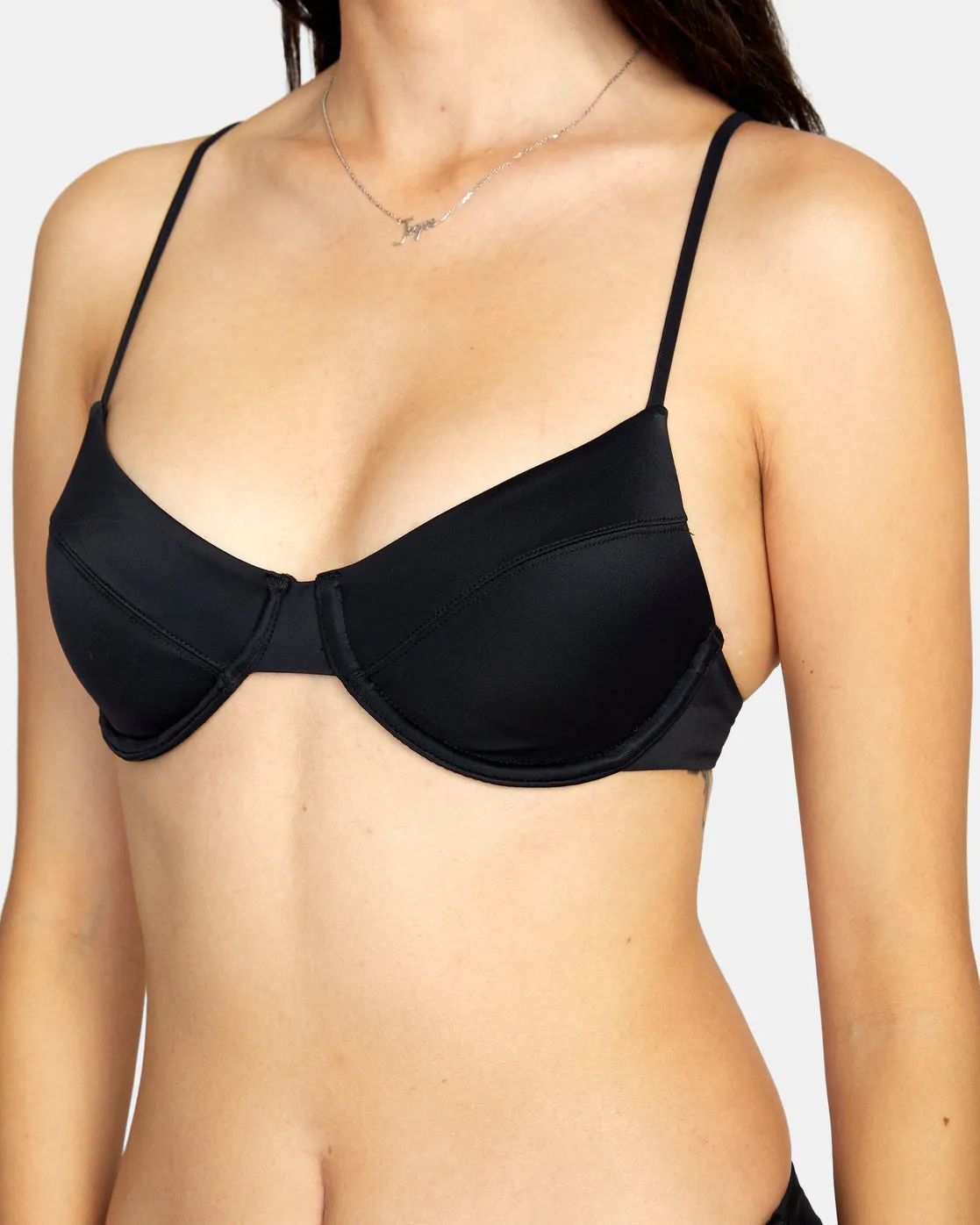 Solid Underwire Bikini Top - Black