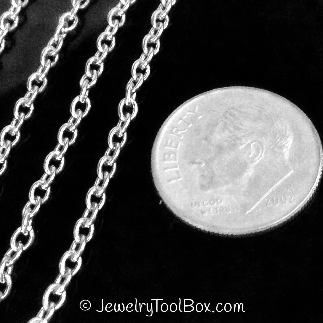 Stainless Steel Chain, Fine 3x2x0.6mm Oval Rolo Chain, Soldered Closed , 50 Meters, #1905