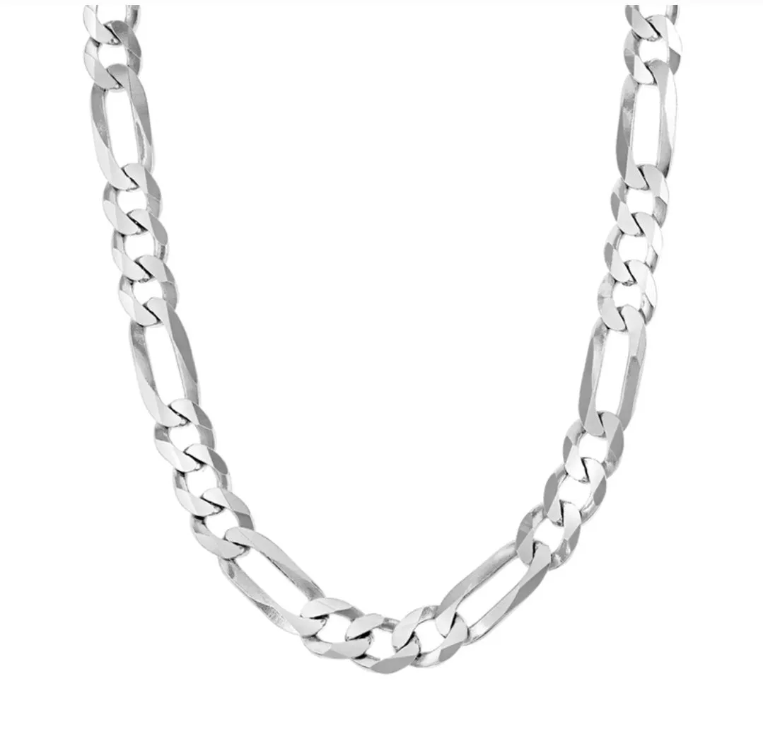 Sterling Silver 10mm Figaro  Chain