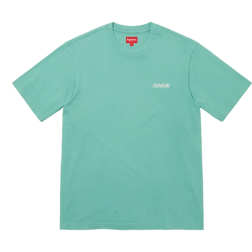 SUPREME WASHED SCRIPT S/S TOP-OLIVE