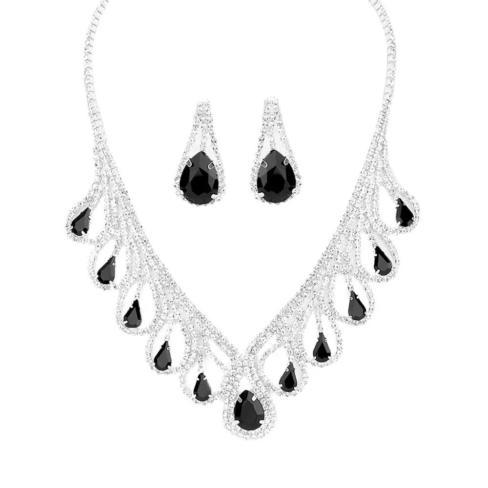 Teardrop Crystal Rhinestone Collar Necklace