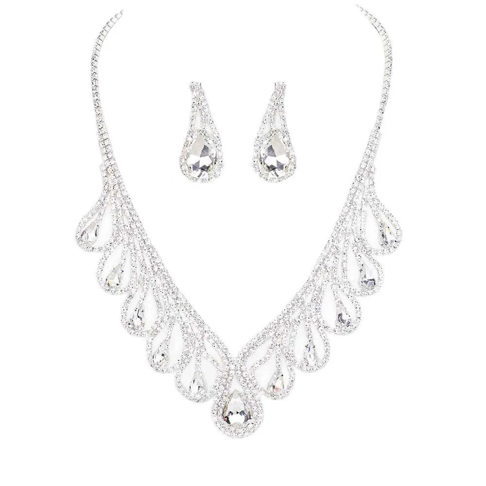 Teardrop Crystal Rhinestone Collar Necklace