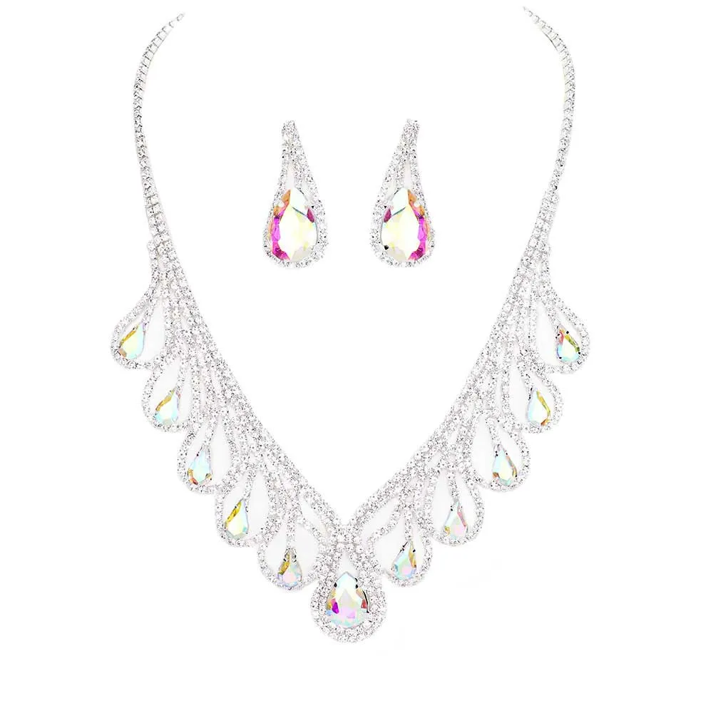 Teardrop Crystal Rhinestone Collar Necklace